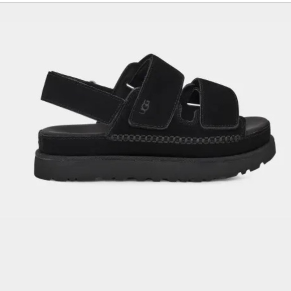 UGG Shoes - Ugg Goldenstar Slingback black suede platform sandals